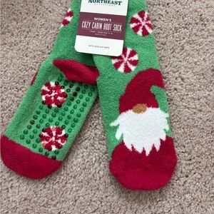 Green and Red Cozy Cabin Boot Socks
